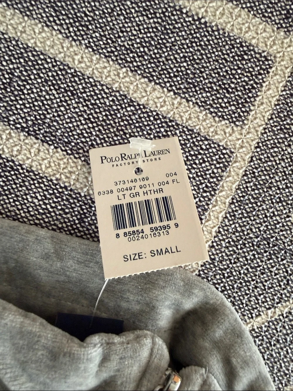 Ralph Lauren Light Gray Zip-Up Sweatshirt with Pink Pony